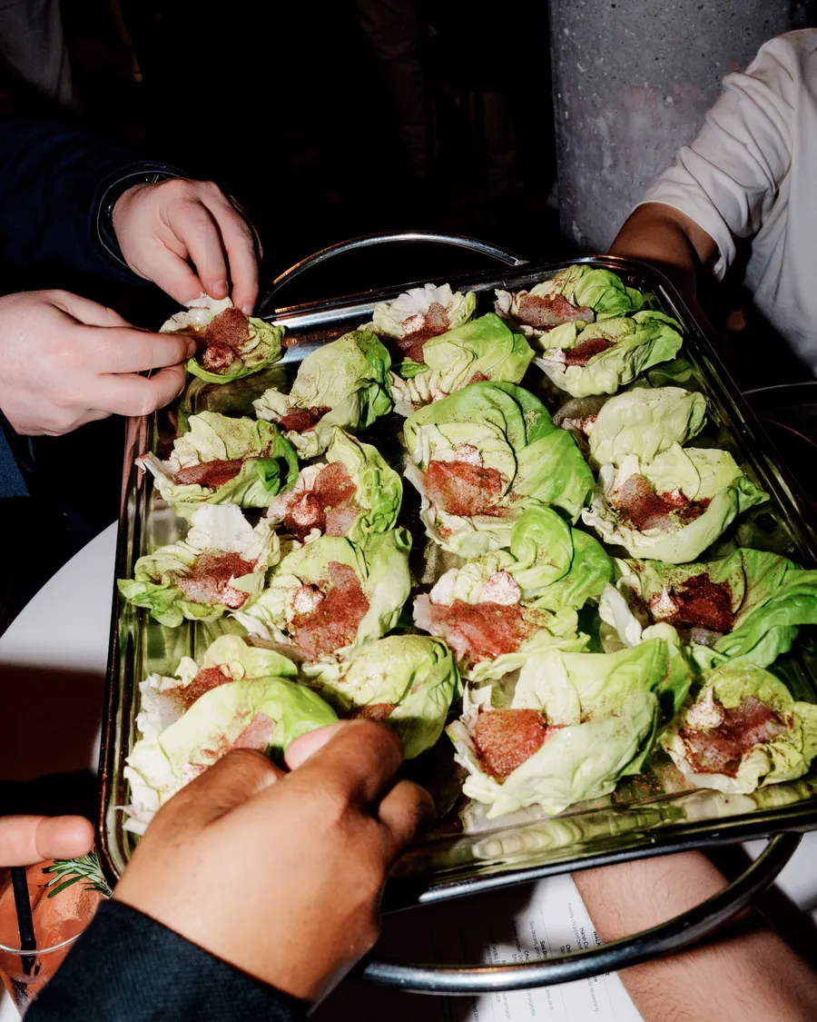 Lettuce cups passed around the table