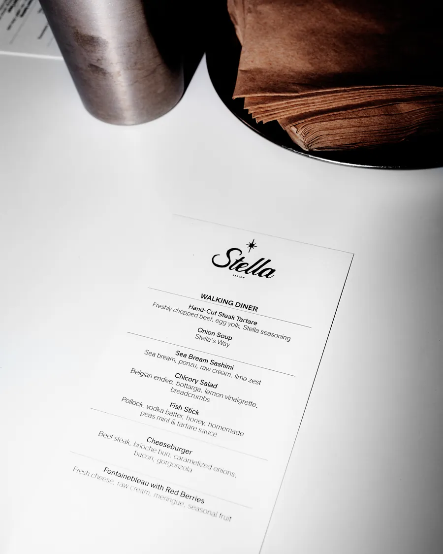 A Stella walking dinner menu